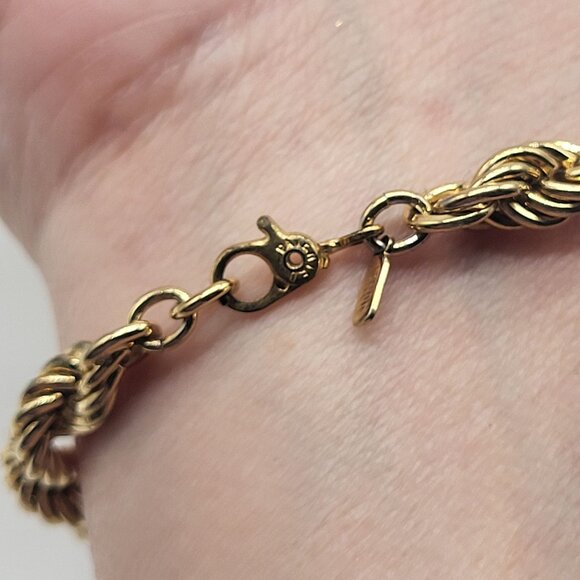 VTG Monet Gold Tone Rope Chain Bracelet - Picture 2 of 8